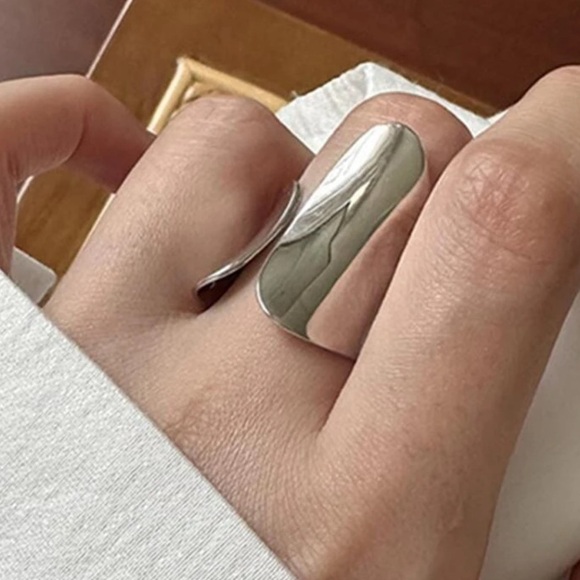 Silver Plated Cuff Statement Ring - Picture 2 of 11